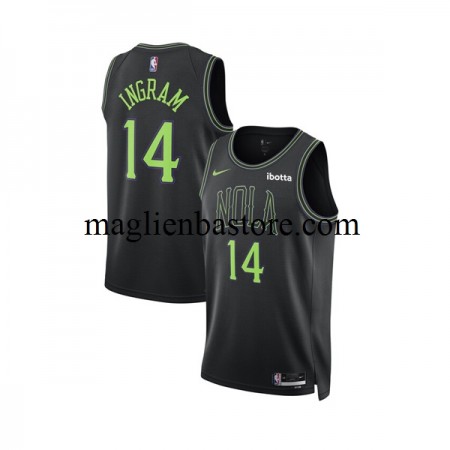 Maglia NBA New Orleans Pelicans Brandon Ingram 14 Nike 2023-2024 City Edition Nero Swingman - Uomo